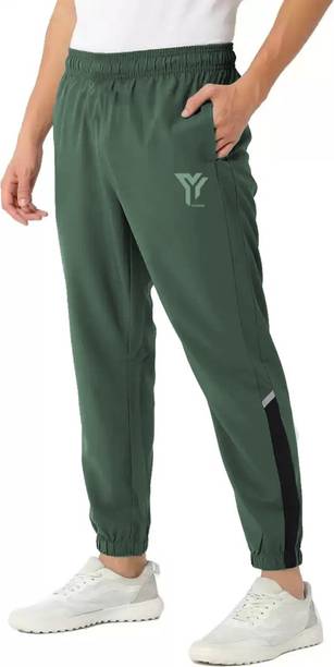 Men Colorblock Green Track Pants