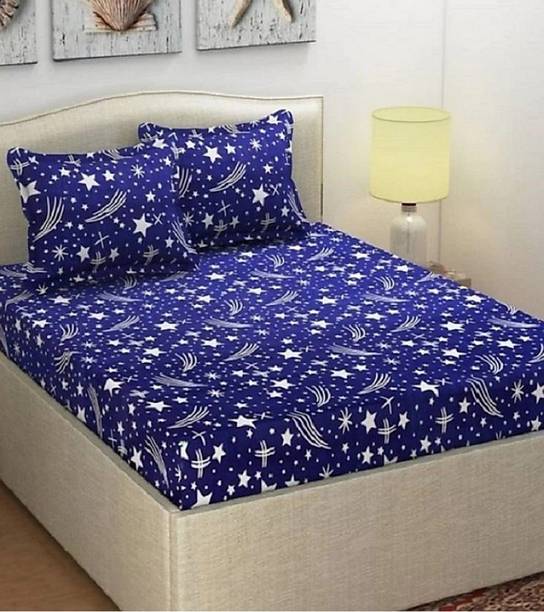 RADHERADHE Polycotton Double Flat 104 TC Printed Bedsheet