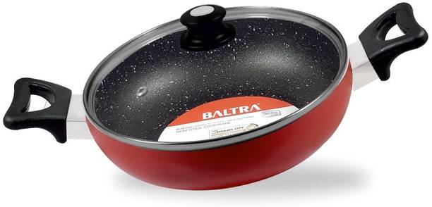 Baltra Induction Base Non-Stick Kadhai 22 cm diameter with Lid 1.75 L capacity