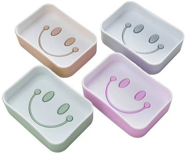 JRD Cartoon Smiley Face Drain Soap Box/Dish Soap Holder Soap Saver for Bathroom