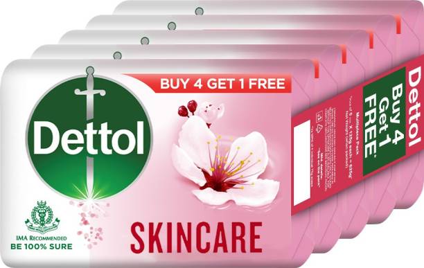 Dettol Skincare Germ Protection Bathing Soap bar, 125gm, Buy 4 Get 1