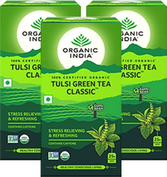 ORGANIC INDIA Classic Tulsi Green Tea Bags Box