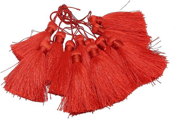 PRANSUNITA 12 PCS Silky Floss Craft Handmade Tassels with Loop for Souvenir, Bookmarks