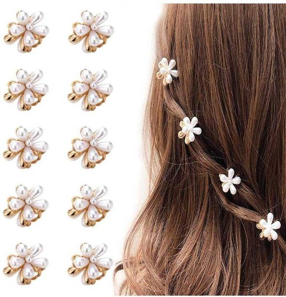 KPCreations 10pcs of mini pearl claw clips for women,girls and teenager Hair Clip