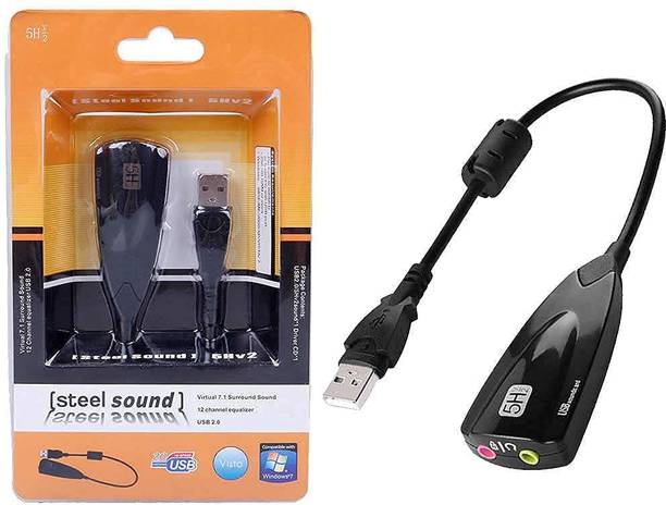 ATEKT 7.1 Channel 5HV2 Steel Sound Sound Card (Black) PACK OF 1 LAPTOP Internal Sound Card