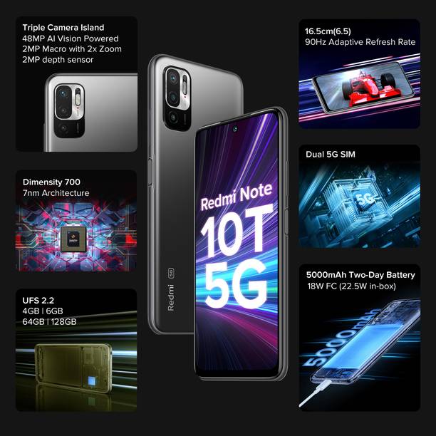 REDMI Note 10T 5G (Graphite Black, 128 GB)