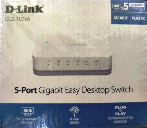 D-Link 5 Port Giga 10/100/1000 (DGS-1005A) Desktop Network Switch
