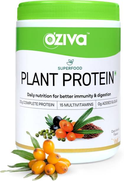 OZiva Superfood Plant Protein (with Vitamins&Minerals) for Better Digestion,Coco Vanilla Plant-Based Protein