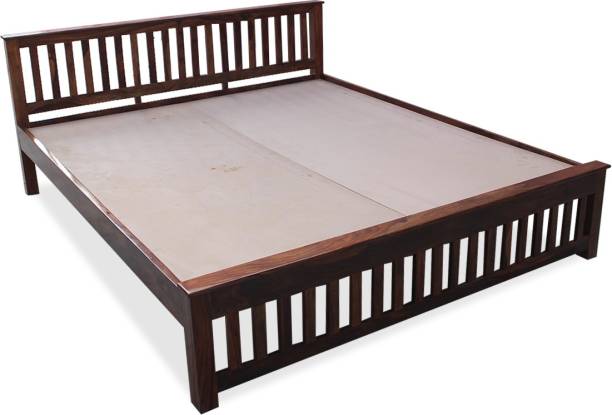 royal home Striplate King Size Bed, Natural Color, Smooth Edges Solid Wood King Bed