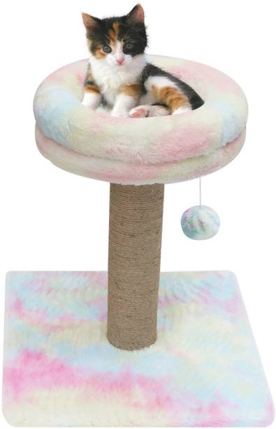 Hiputee Soft Fur Cat Tree Scratching Post with Natural Sisal Tower for Kittens and Cats Free Standing Cat Tree