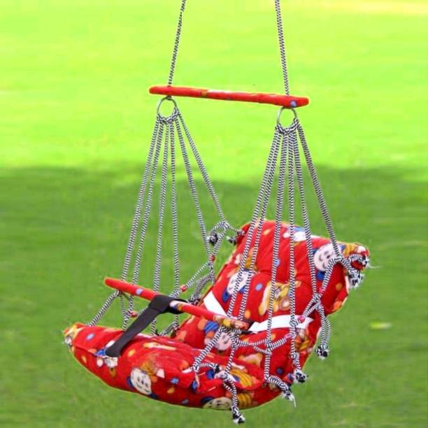 ALGYSILK Cotton Swing for Kids, Home Garden Jhula for Baby with Safety Belt Swings Swings