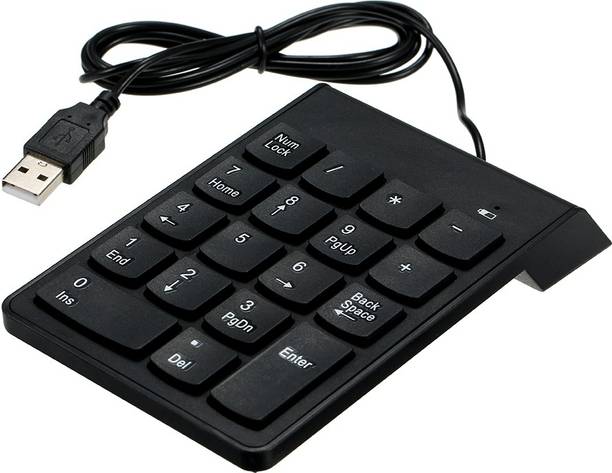 D25 Wired Number Keyboard Slim Mini Numeric keyboard pad 18 Keys for Laptop Notebook Wired USB Handheld Laptop Keyboard Compatible with Desktop, Laptop, Mac
