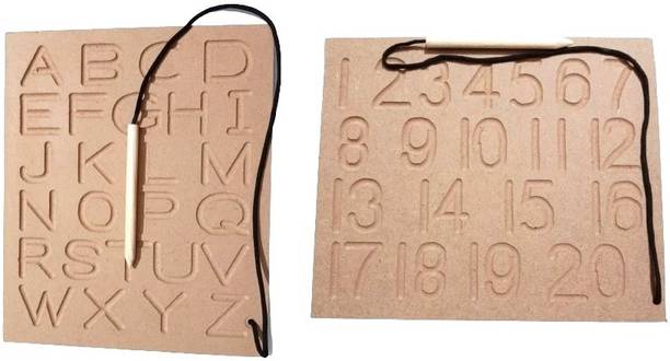 DgCrayons Wooden Writing Practice Tracing Boards- Capital Alphabet & Number (Set of 2)