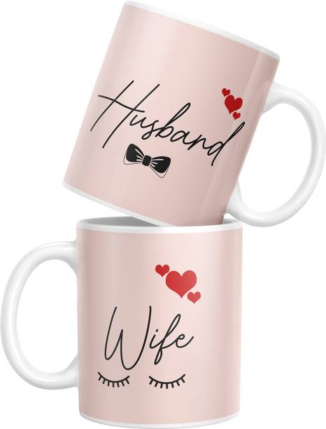 TrendoPrint Printed Husband & Wife Couple Coffee Cup (11oz) (Fm-91) Ceramic Coffee Mug