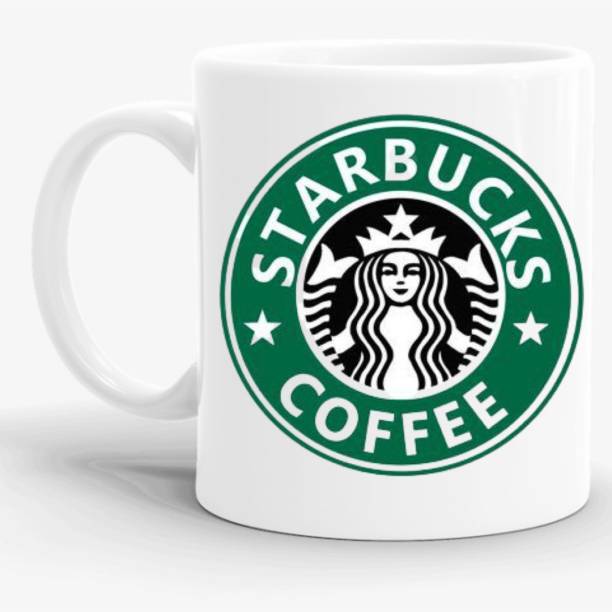 omission Starbucks White and Green Siren Ceramic Coffee (296 ml) Ceramic Coffee Mug