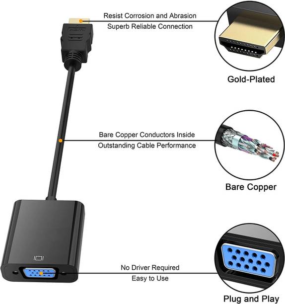 RHONNIUM  TV-out Cable HDMI to VGA Adapter (Male to Female)-J7