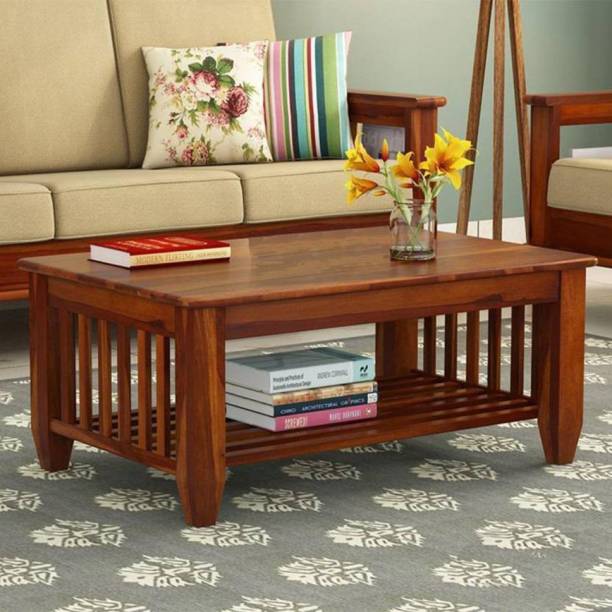 VARSHA FURNITURE Wooden Centre table for sofa set with open storage for Living Room Furniture Solid Wood Coffee Table