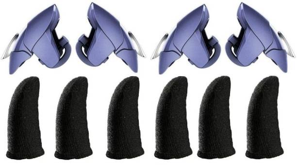 FKU [2PAIR] Blue Shark PUBG Game Controller L1 R1 Trigger & [3 Pair] Finger sleeve  Joystick