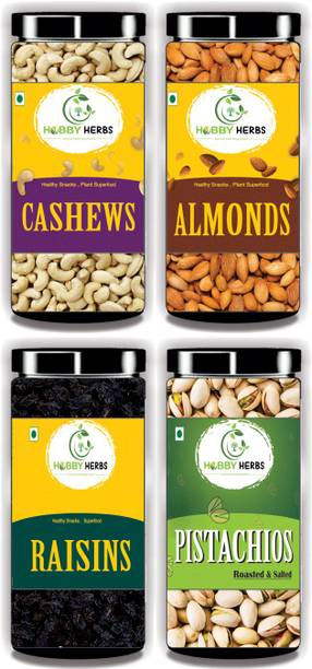 Hobby Herbs Almonds , Cashew , Pistachios & Black Raisins Combo 400gm | DryFruits Combo | Almonds, Cashews, Raisins, Pistachios