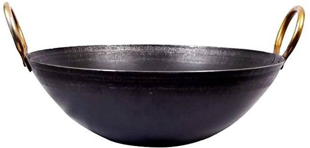 Sonanshi Iron/Lokhand/Loha Black Kadhai for Cooking for Kitchen & Restaurant Kadhai 26.63 cm diameter 1.65 L capacity