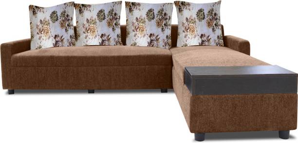 ELTOP Ruby L Shape Sofa With Storage And Cushions Fabric 6 Seater  Sofa