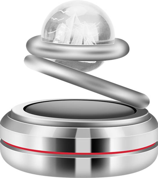 Selifaur 360 Degree Popular Double Ring Solar Energy Air Freshener Silver Aroma Perfume Car Freshener Diffuser 360 Rotate Silver Air Freshener