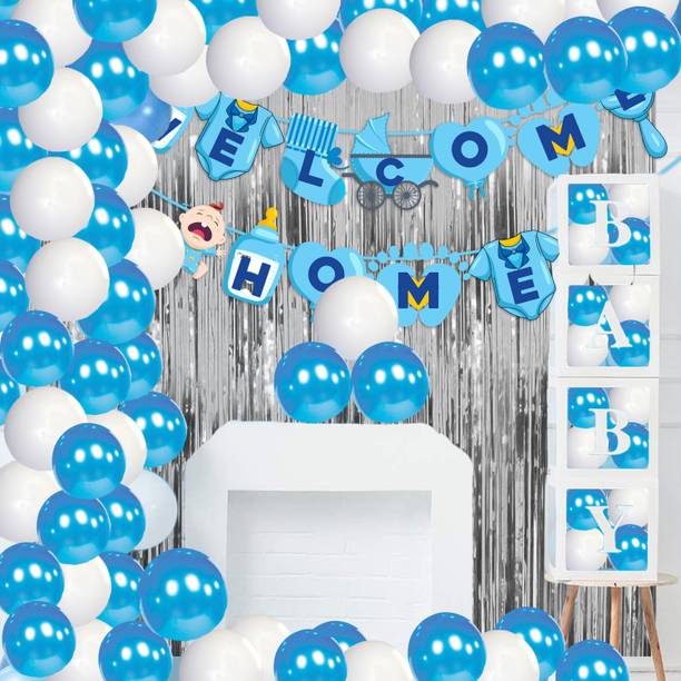 ज़्योज़ी Baby Boy Welcome Home Decoration Kit for Baby Shower/Welcome Party(Pack of 28)