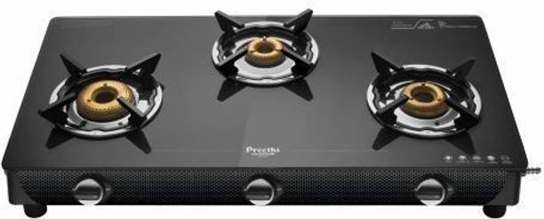 3 burner (ISI Approved) ग्लास मैनुअल गैस चूल्हा