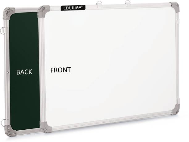 Eduway Non Magnetic 2x3 Feet Double-Sided Whiteboard and Chalkboard with Sliding Hanging Clips Whiteboards