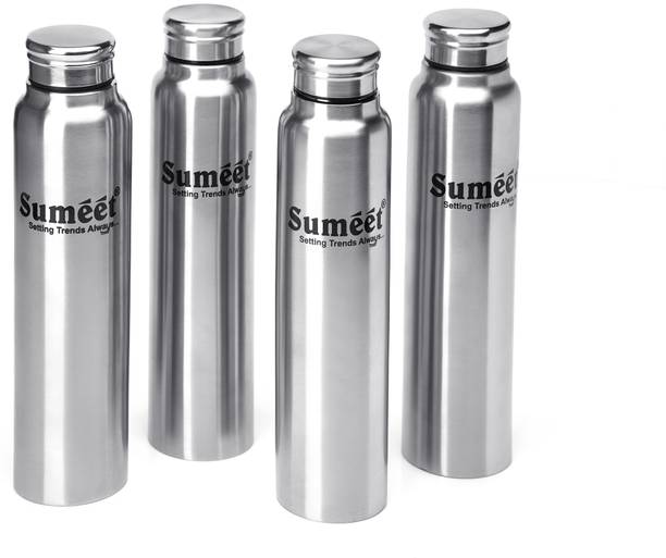 Sumeet Slim Stainless Steel Leak-Proof Water Bottle / Fridge Bottle - 550ml - Pack of 4 550 ml Bottle