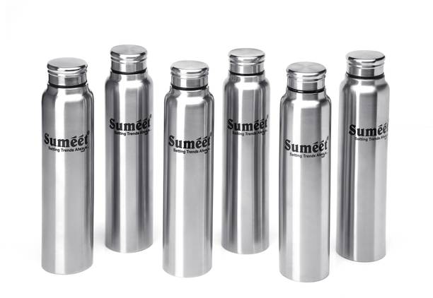 Sumeet Slim Stainless Steel Leak-Proof Water Bottle / Fridge Bottle - 550ml - Pack of 6 550 ml Bottle