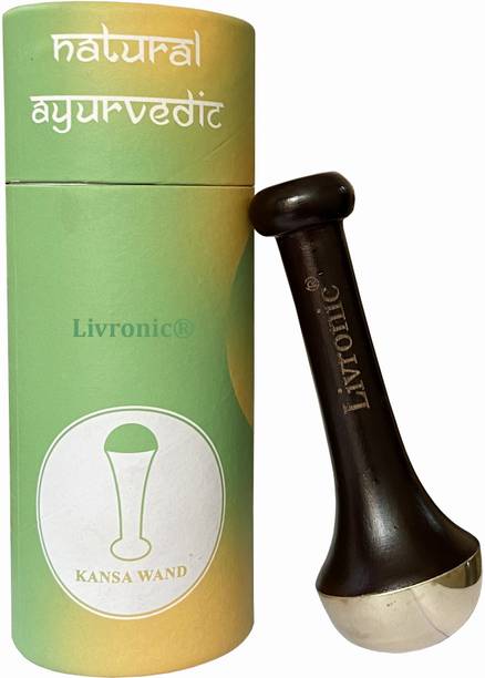 Livronic Kansa Wand Face Foot & Body Massage Tool with Bronze Cap Teak Wood Handle Kansa Wand Face Foot & Body Massage Tool with Bronze Cap Teak Wood Handle Massager