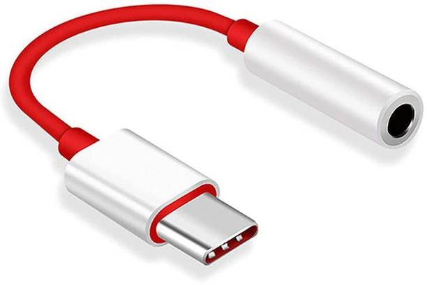 SANNO WORLD Red & White Type C to 3.5 mm Audio Jack Converter Headphones Jack Converter Phone Converter