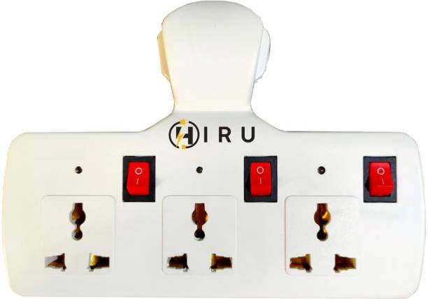Hiru 3+3 Multi Plug Fuse Extension Board Switch with Individual Switches 3  Socket Extension Boards