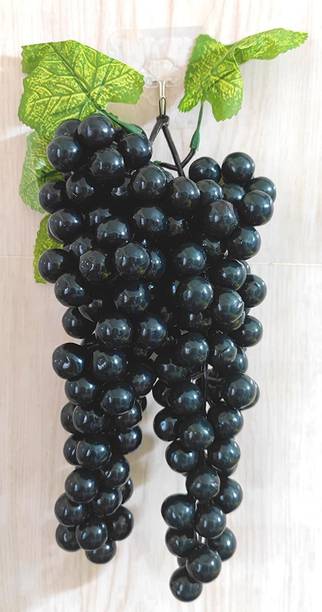 SKG ARU 2Pc Black Color Grapes Bunch for Home/Kitchen Decoration Artificial Fruit