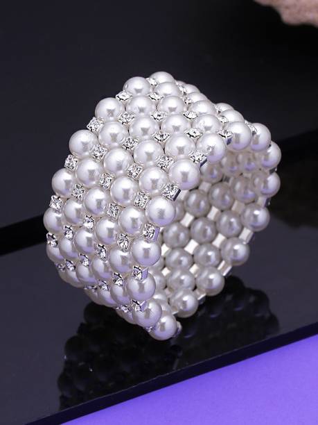 YELLOW CHIMES Alloy Pearl, Crystal Gold-plated Bracelet