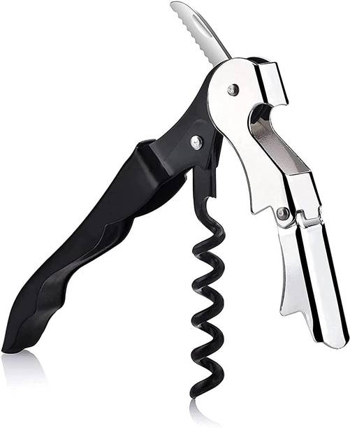 DSTECHBAR Wine Opener Stainless Steel Wine Cork Screw, Sommelier Knife (Black) Bottle Opener