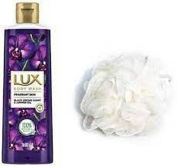 LUX Body Wash Black Orchid Scent & Juniper Oil With Extra Foam, 245 ml with loofan