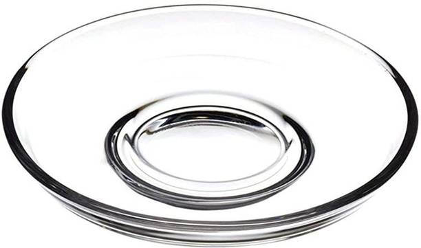 INFINITYSHUB Pack of 6 Glass Saucer Serving Tea Coffee Snacks (150 ML)
