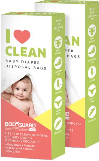 BodyGuard Baby Diapers & Sanitary Disposal Bag - 30 Bags (2 Pack - 15 Bags Each) Disposal Bag