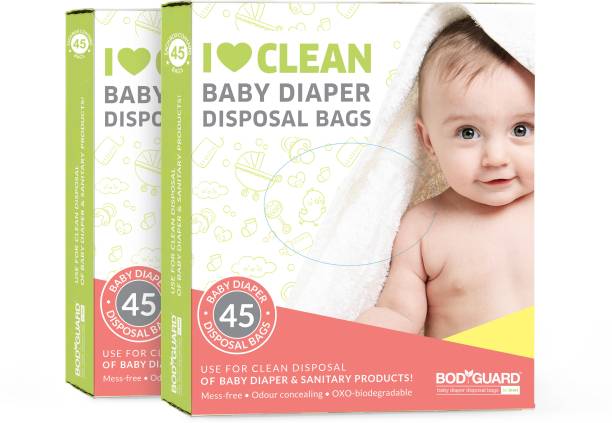 BodyGuard Baby Diapers & Sanitary Disposal Bag - 90 Bags (2 Pack - 45 Bags Each) Disposal Bag
