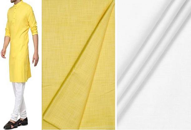 Unstitched Cotton Blend Kurta & Churidar Material Solid