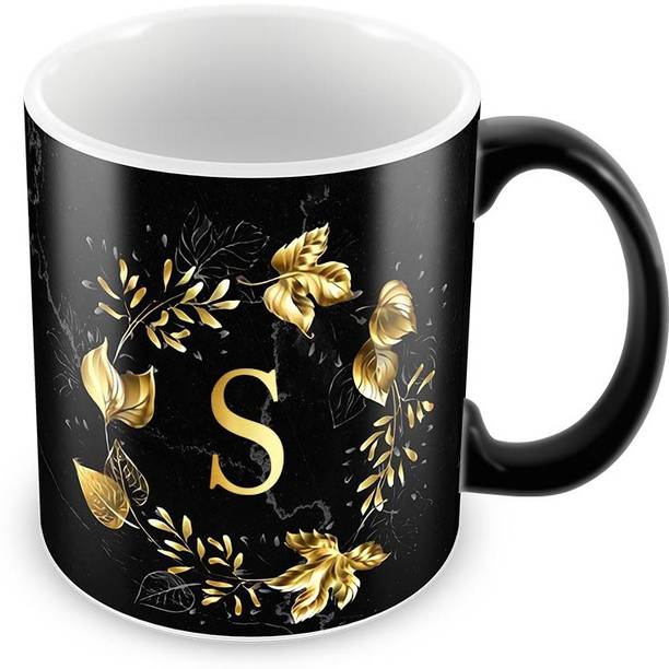 Tuelip Printed Design of Alphabet "S" Magic Ceramic Coffee, Birthday Gift, सिरेमिक मग