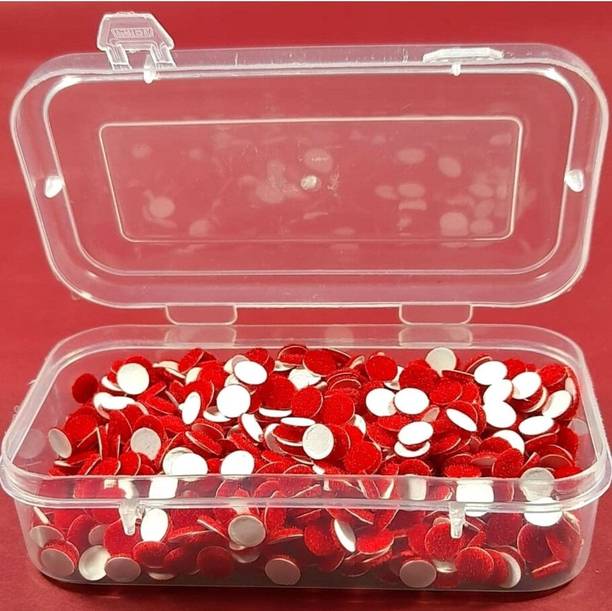 Hk Group Red kumkum velvet Bindi ( 1 Pcs) Size 11 mm Forhead Red Bindis