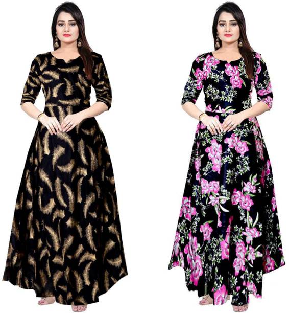 Sarthak Creation Women Maxi Multicolor Full Length Dress