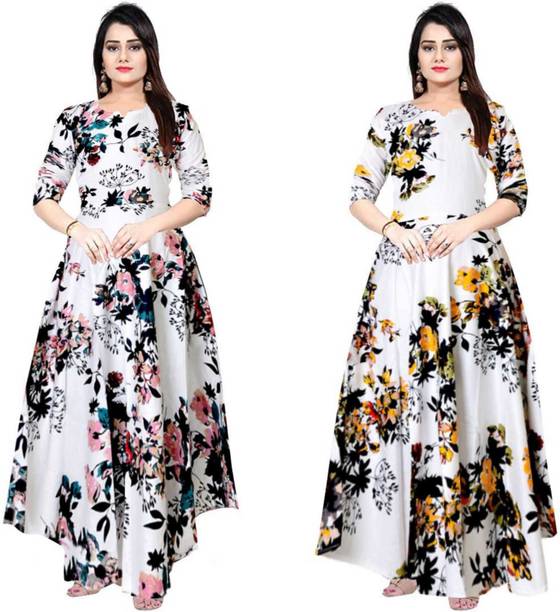 Sarthak Creation Women Maxi Multicolor Full Length Dress