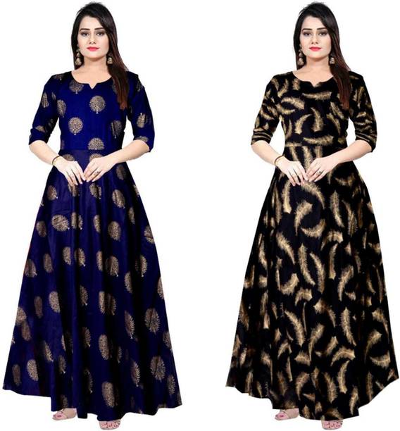 Sarthak Creation Women Maxi Multicolor Full Length Dress
