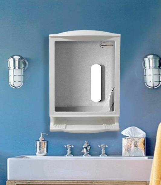 URBAN CHOICE RoyalLook_White:MultiPurpose Mirror Cabinet Plastic Wall Shelf