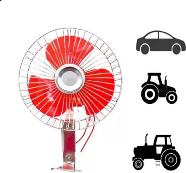 AUTOSITE Red 6 inch 12 Volts DC Fan Run Solar Panel or 12 Volts Car Fan Car Interior Fan
