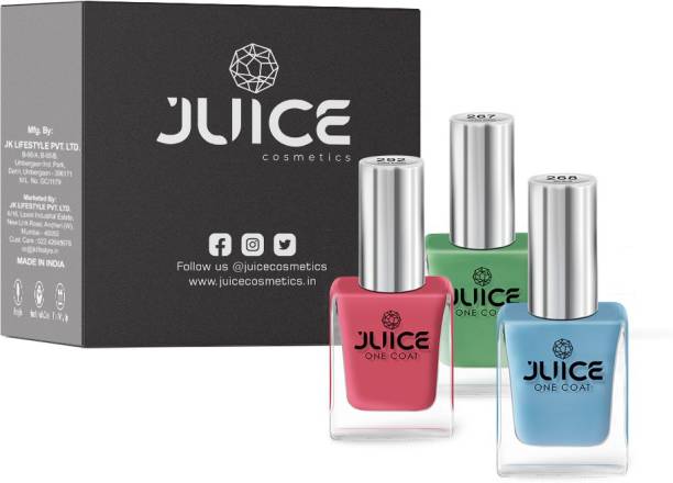 Juice Nail Polish combo 3 Pickle Green - 267, Sky Blue - 268, Coral Sunset - 292